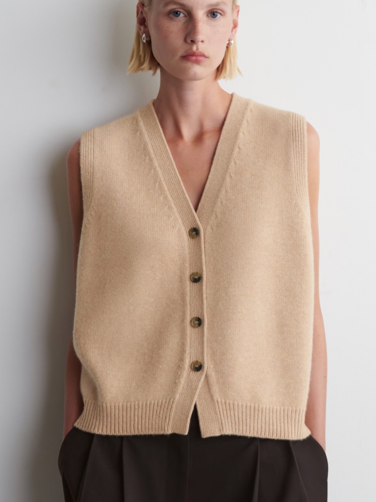 Cos Knitted Cashmere Blend Tank Small Beige